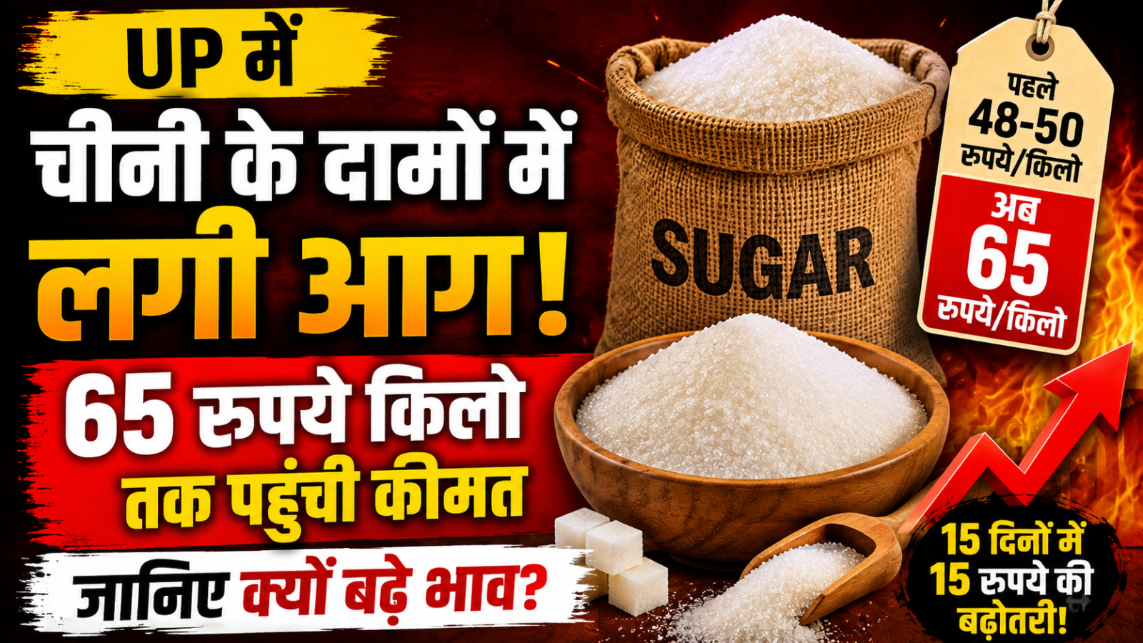 Sugar Price:UP में चीनी के दामों में लगी आग, 65 रुपये किलो तक पहुंची कीमत; जानिए क्यों बढ़े भाव?